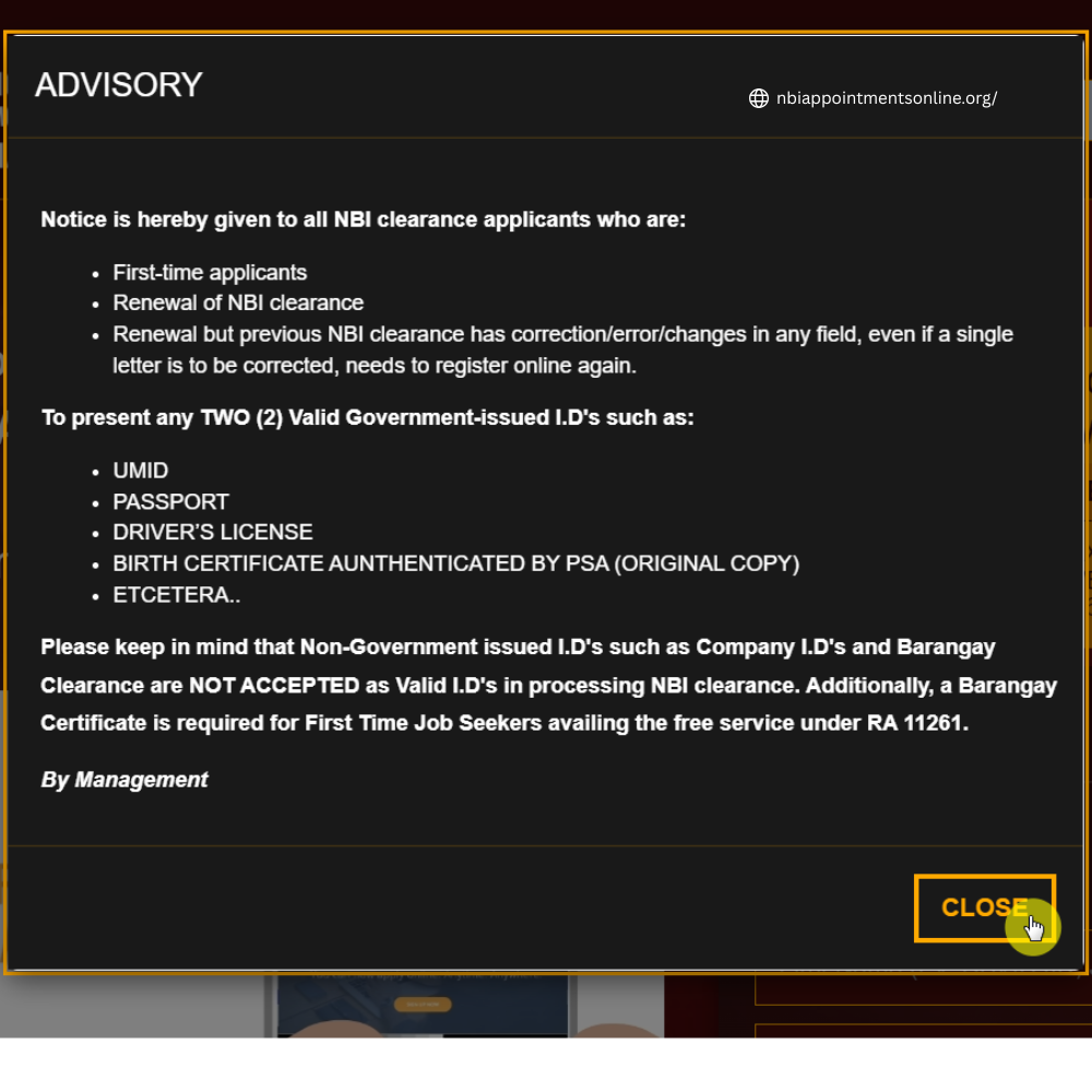 Renew Appointment 1 Eligibility for NBI renewal online