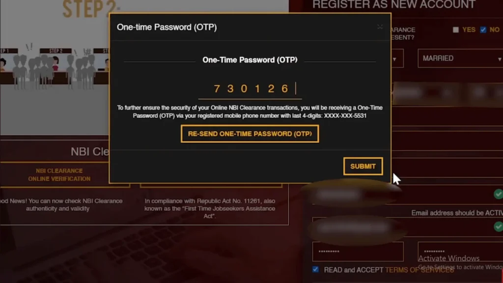 Home 2 NBI Portal OTP